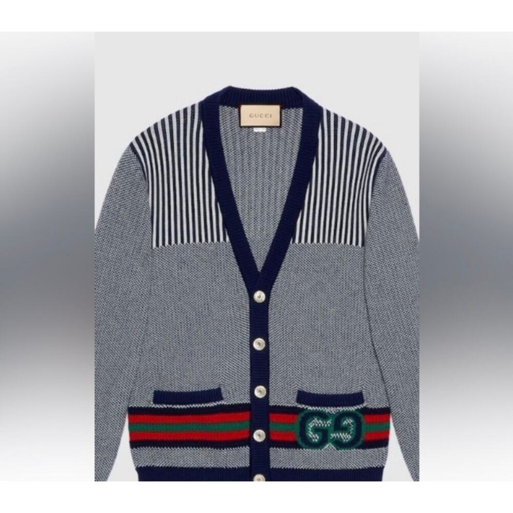 Men's Gucci, cotton wool cardigan sweater size large made in Italy NWT